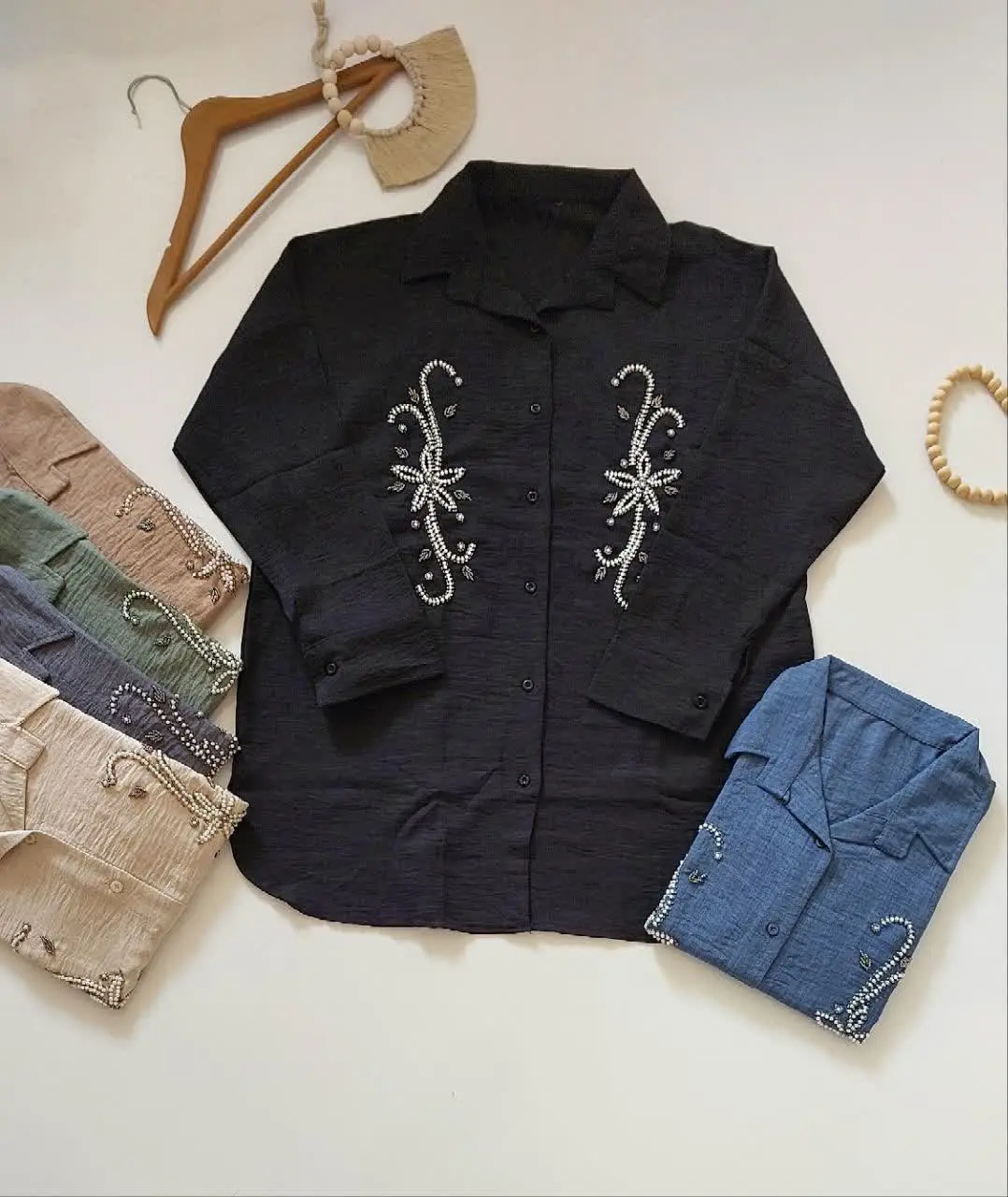 🎀 شومیز مانتویی زنانه دست دوزی