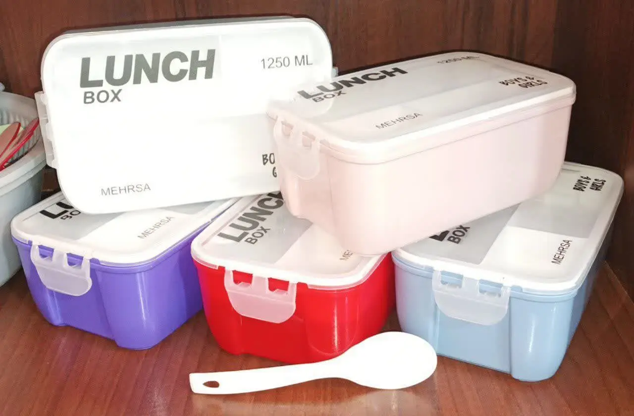 ظرف غذا ۲طبقه قاشق دار
