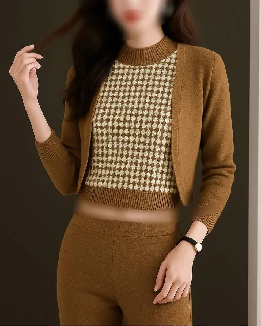 ٢تیکه بافت جلیقه با تاپ , گ...