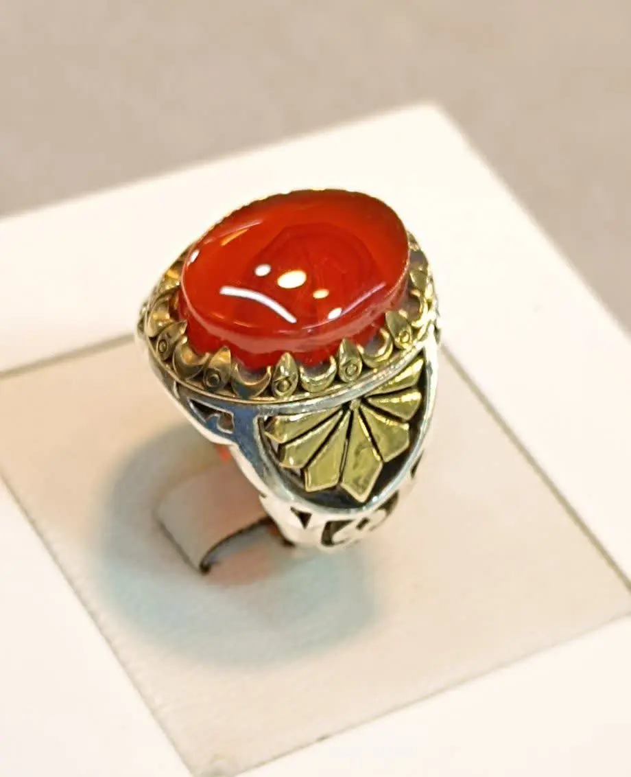 🔶انگشتر نقره طرح چنگی عقیق...