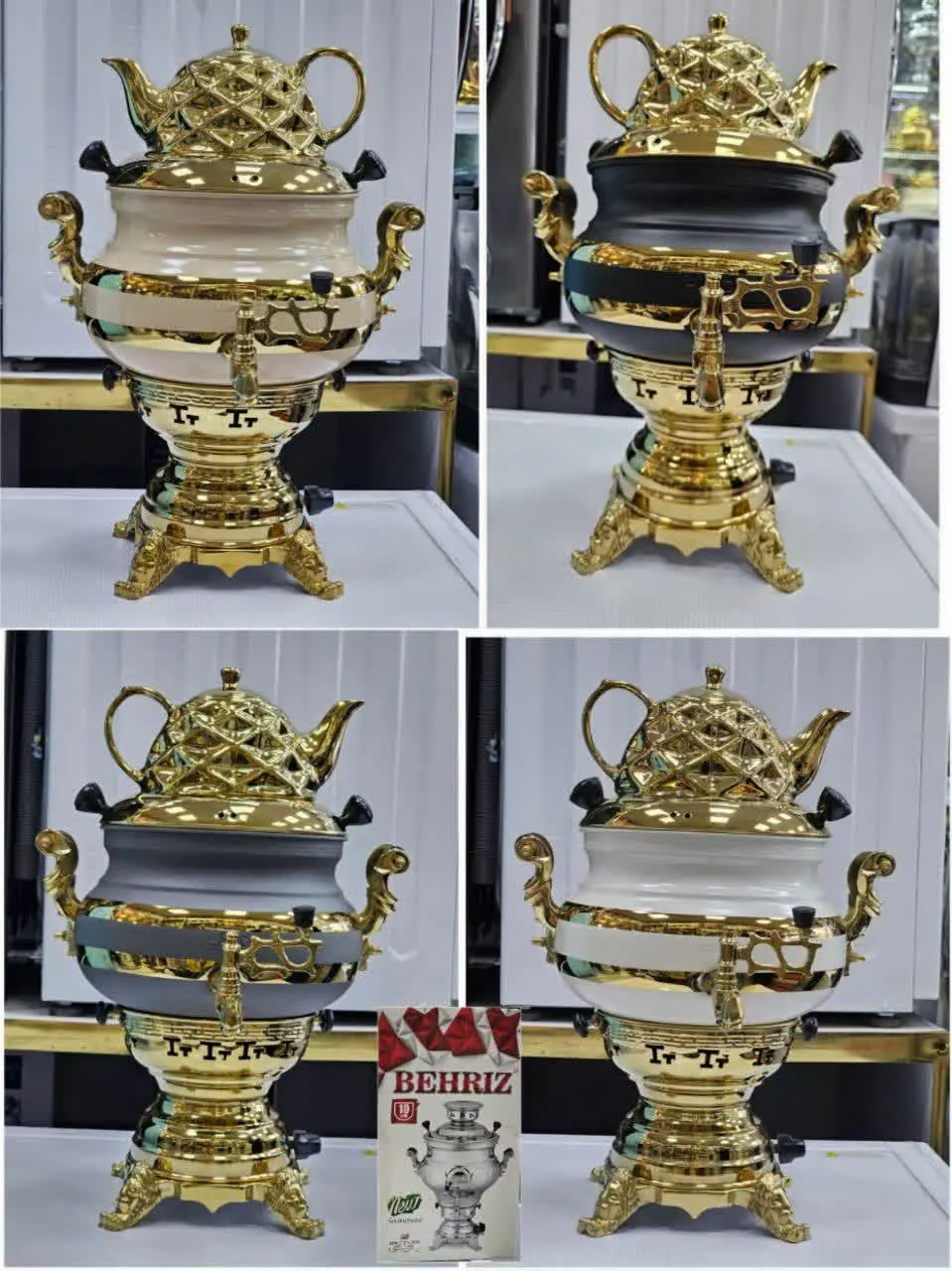 ❇️سماور گازی رنگ طلای و سفید بهریز 💥
