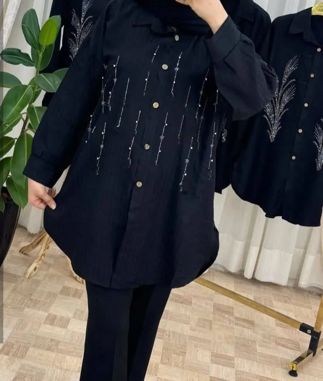 💞شومیز مانتویی نگین کاری شده💞