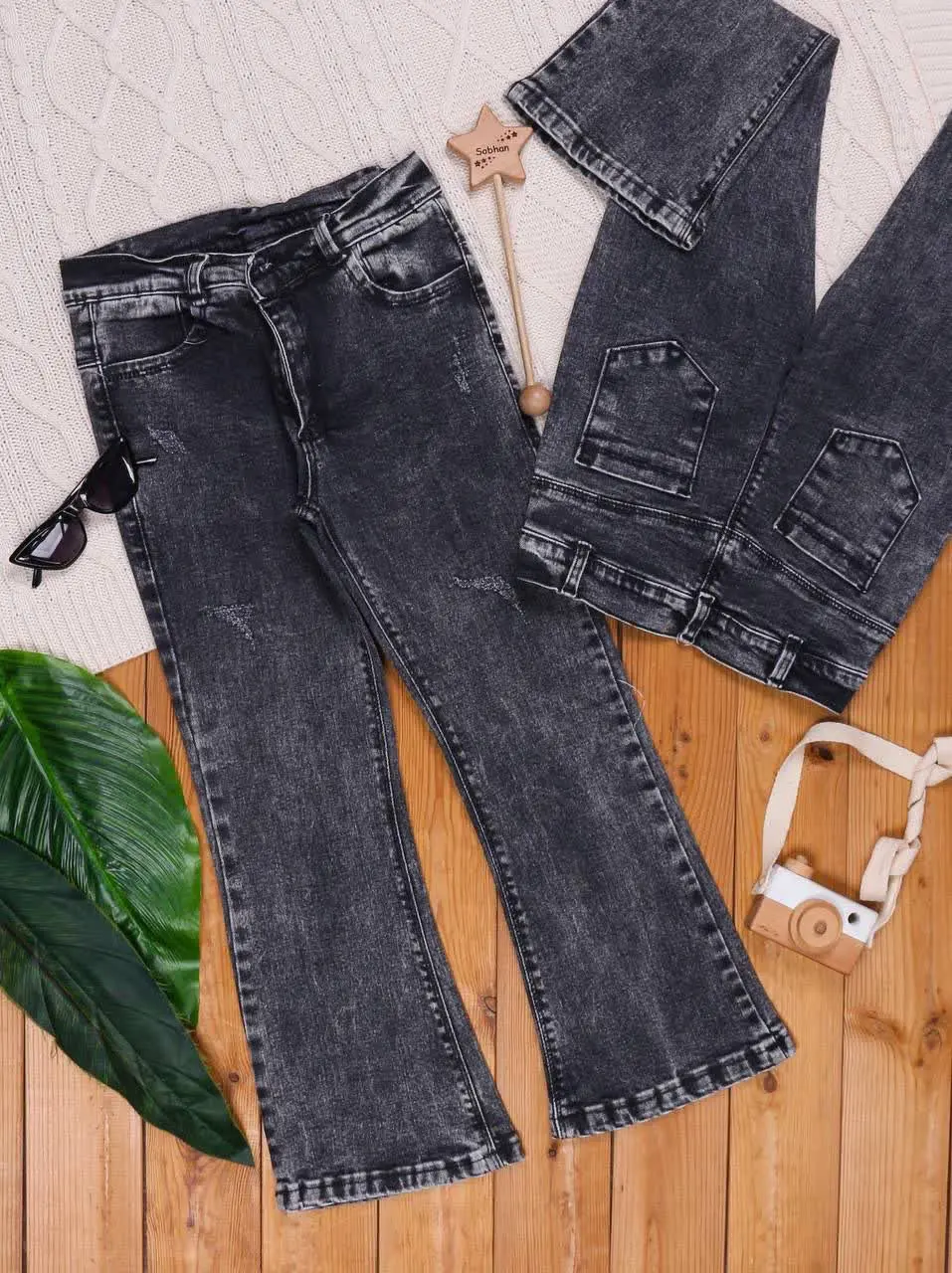 🎄شلوار لی کمردار دخترانه دم...