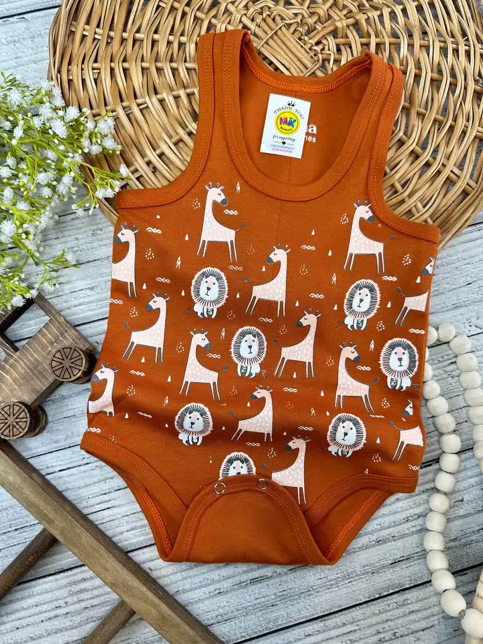 بادی زیردکمه طرح حیوانات آجری نوزادی و کودک کد ۱۱۸۰۸۰ 
