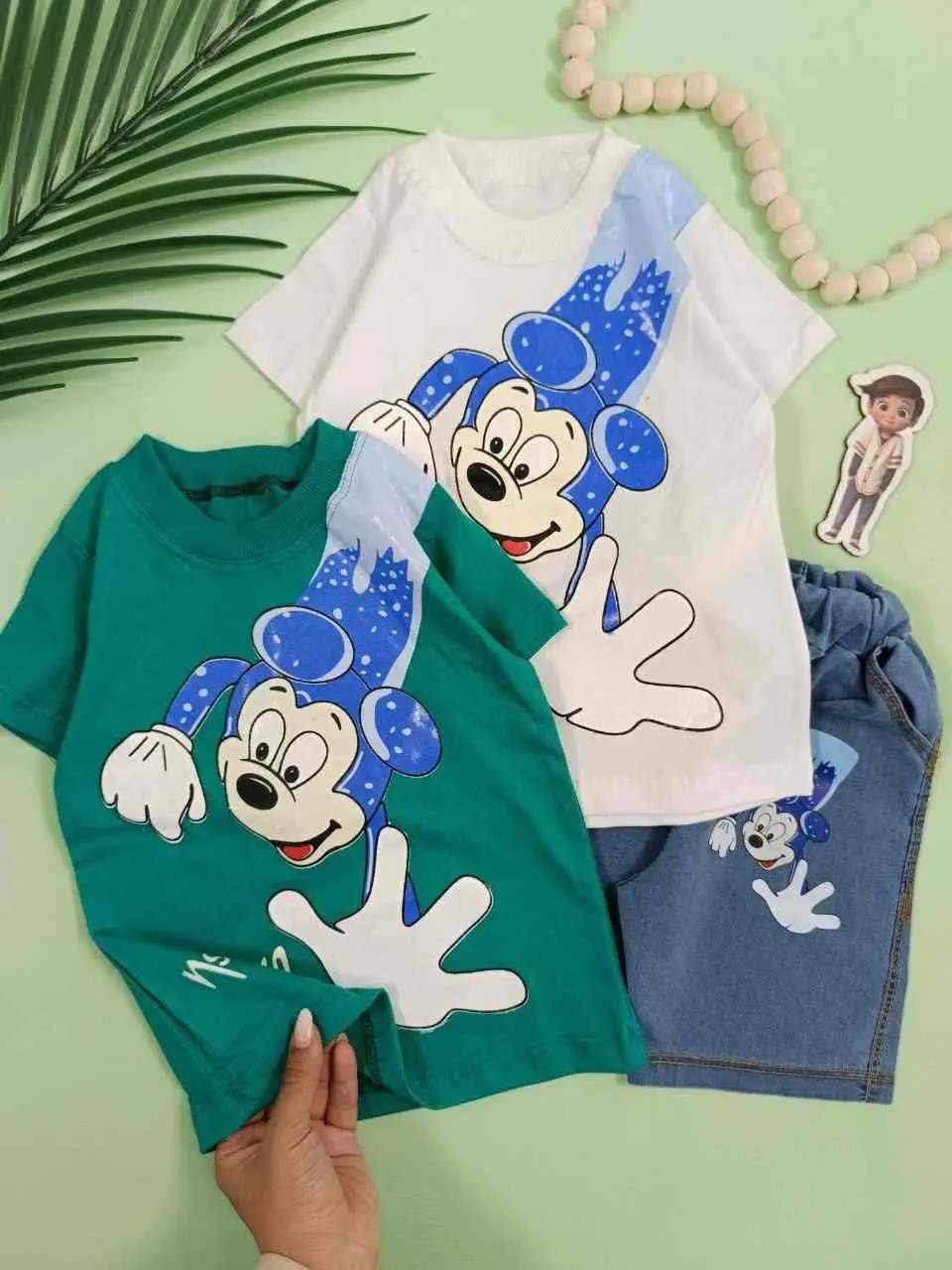 تیشرت شلوارک میکی آبی 
