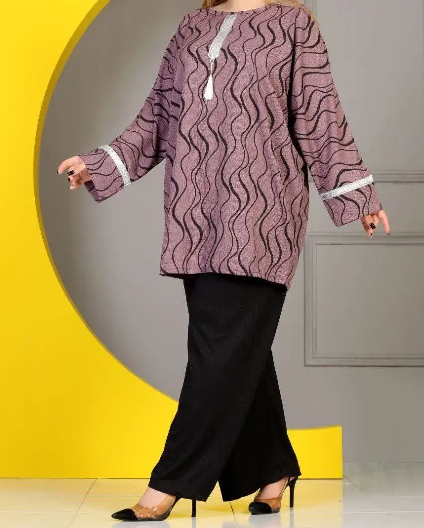 🛍نام کالا: ست جذاب تونیک شلوار طرح دار 🛒
