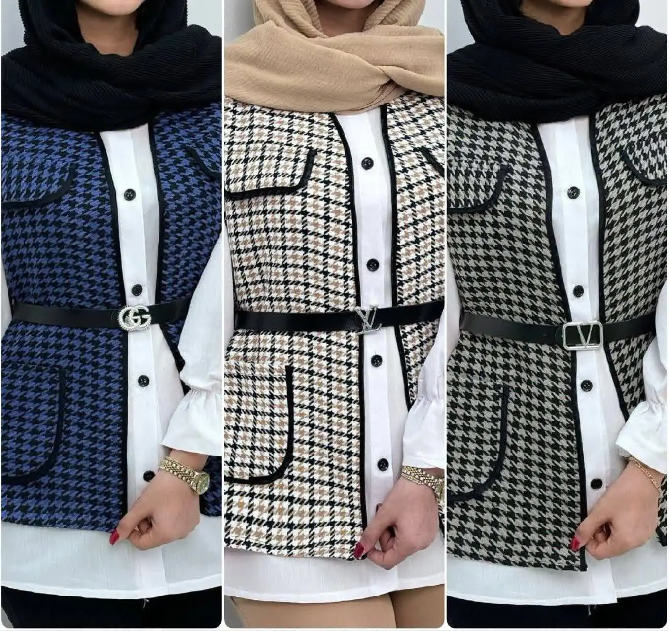 ❤️نام: ست سه تیکه شومیز وست و کمربند
