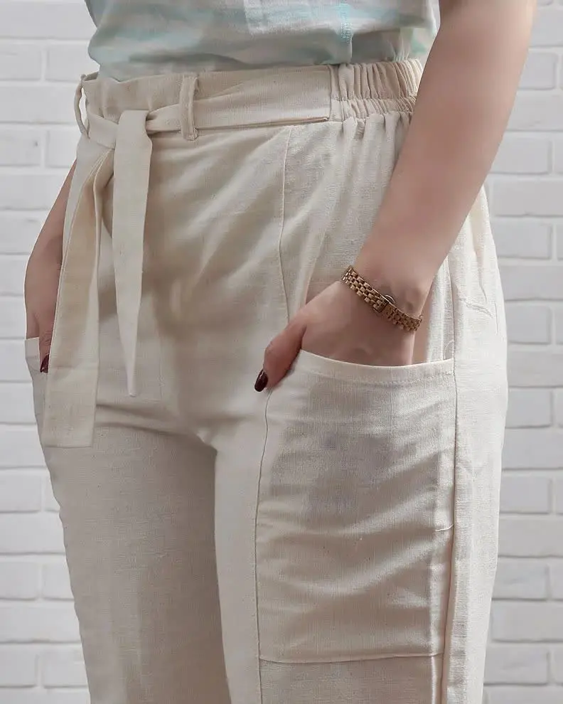 🧵🪡شلوار لینن نچرال 
