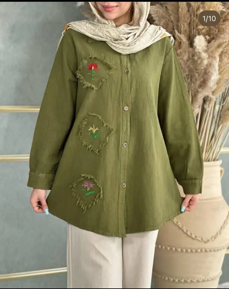 🌼شومیز مانتو گلدوزی شده
