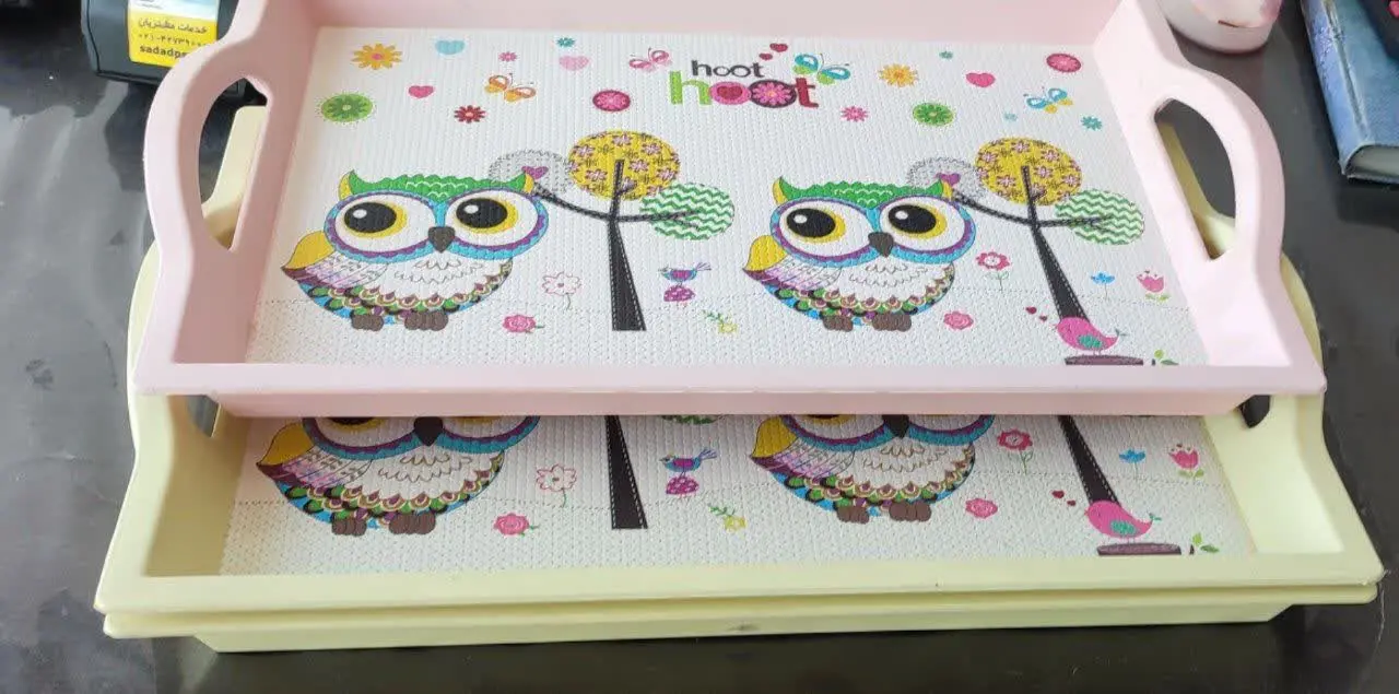 سینی طرحدار بزرگ در دورنگ
