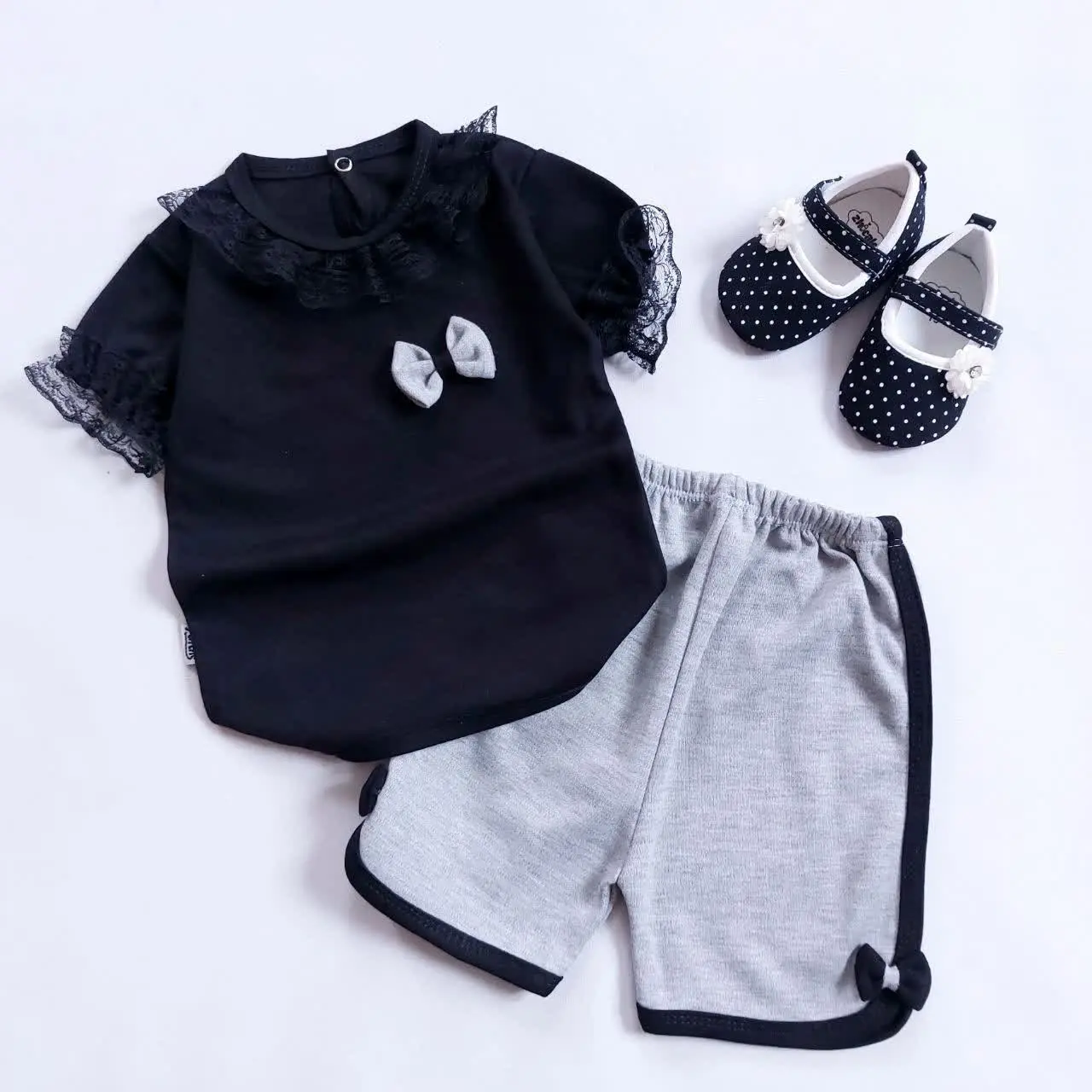 🏴 تیشرت شلوارک دخترانه یقه ب 🏴
