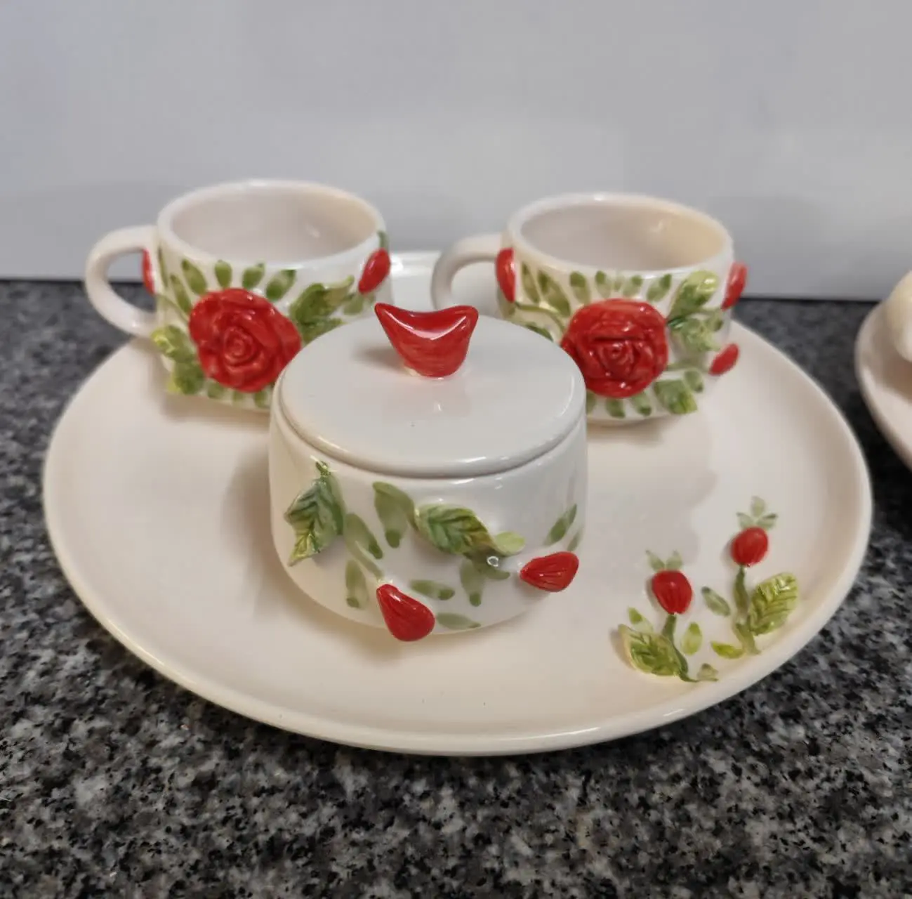 ست چایخوری سرامیک گل برجسته 💝