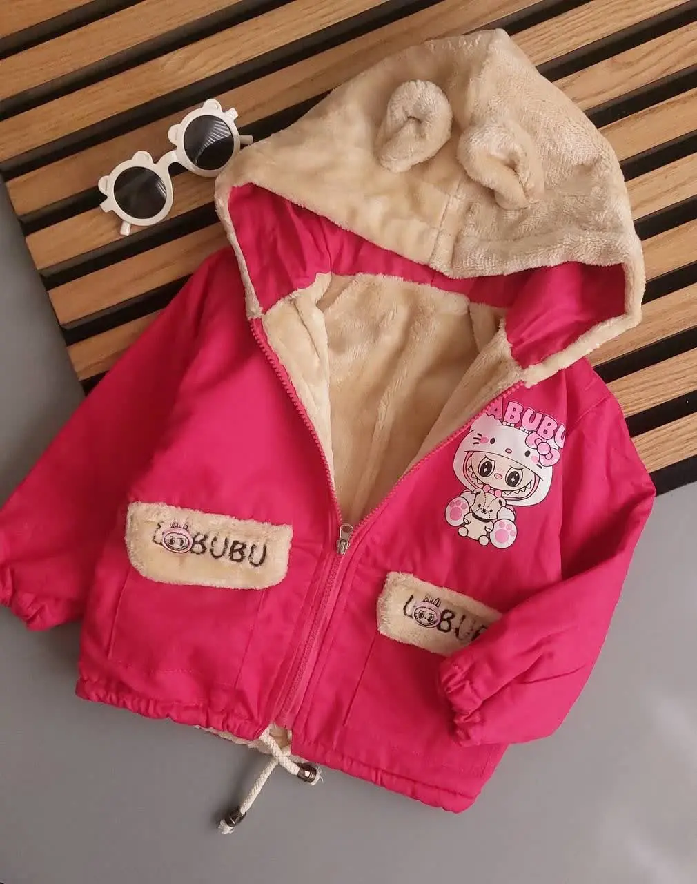 کاپشن کتان labubu داخل کامل خز