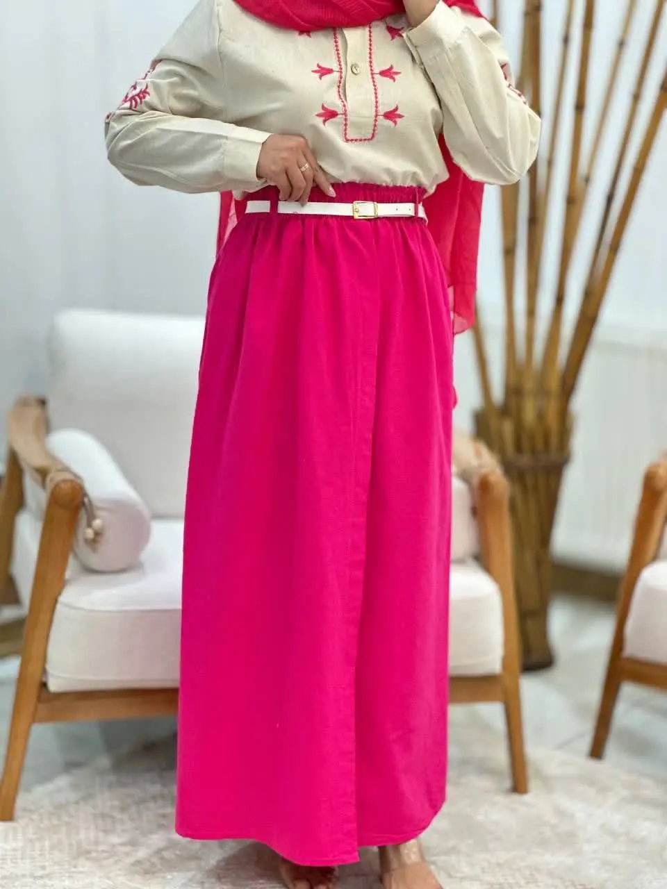 ☔️نام: سه تکه بلوز دامن کمربند
