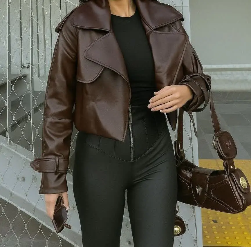 🧥کراپ کت چرم