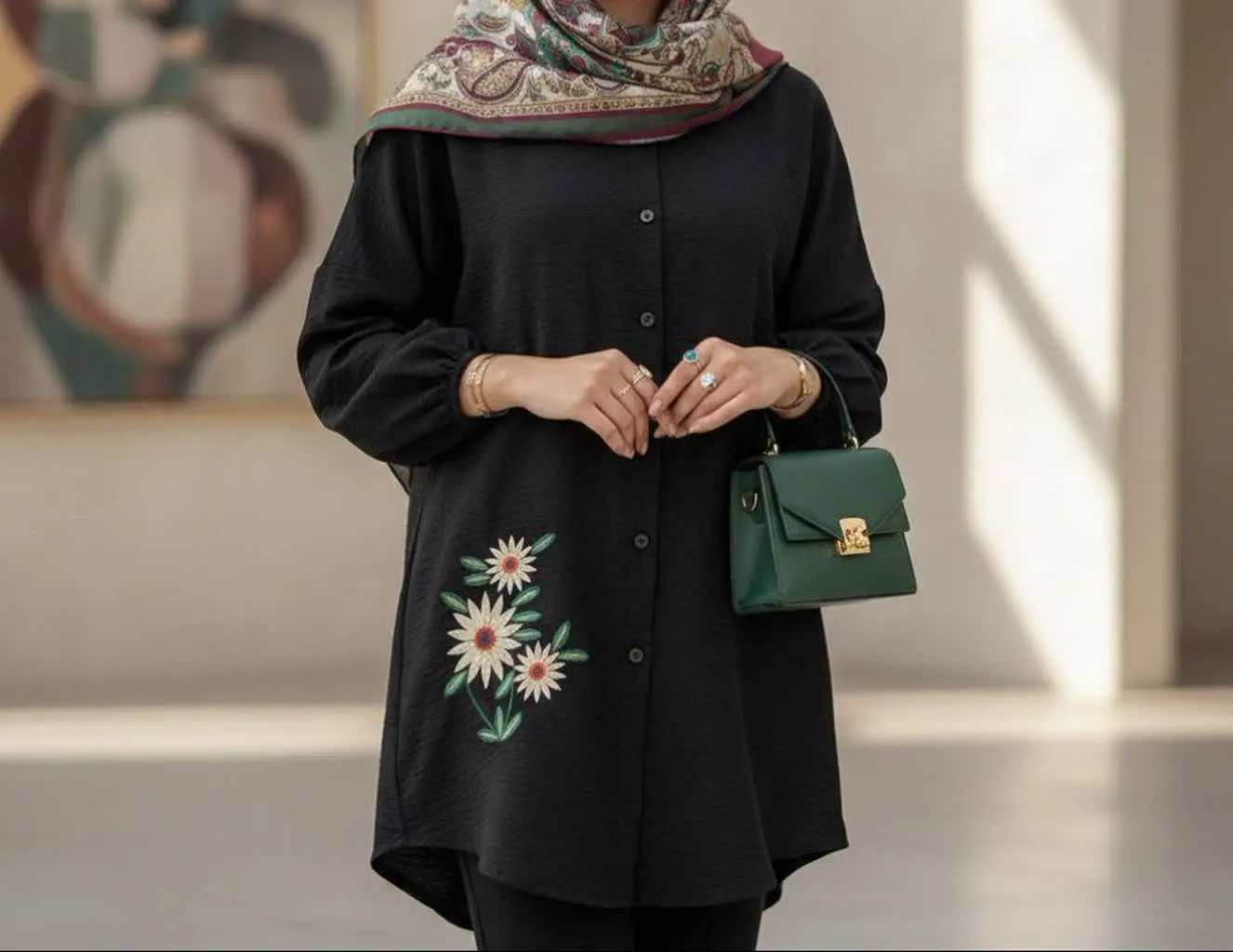 🔹نام: مانتو سه گل بابونه