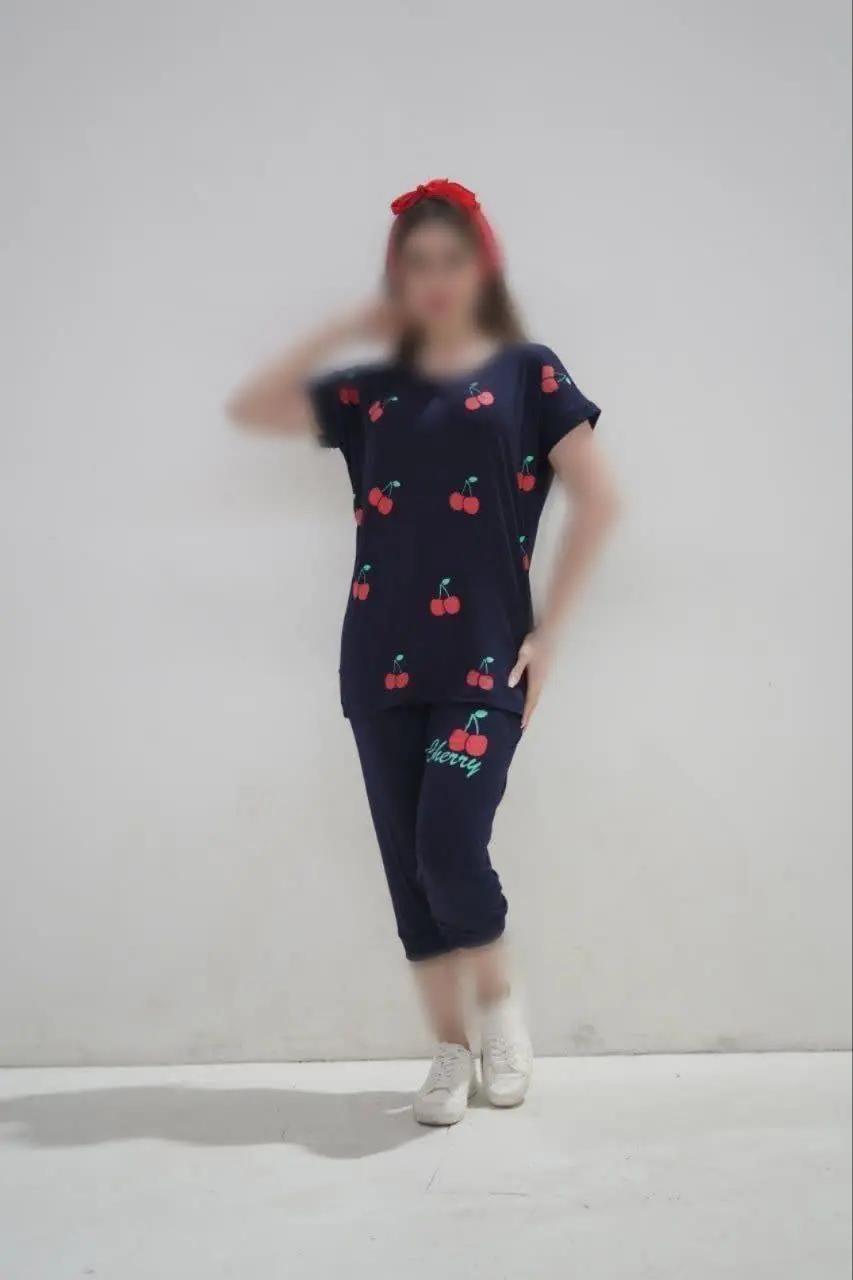 👚نام کالا: ست تیشرت شلوارک آلبالو🍒🍒🍒
