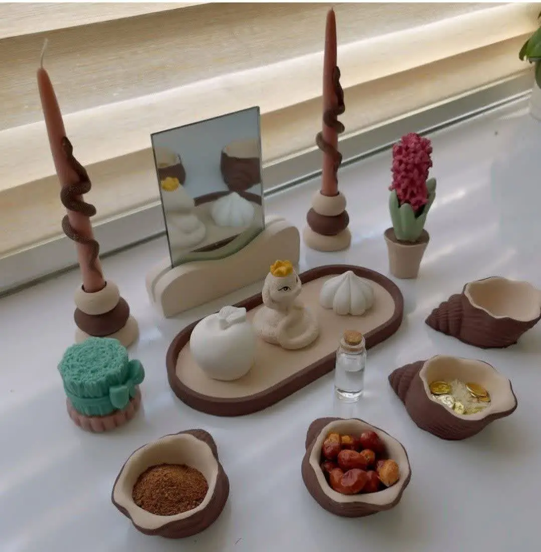 💥ست هفت سین سفید مدل مراکشی ۸تکه 
