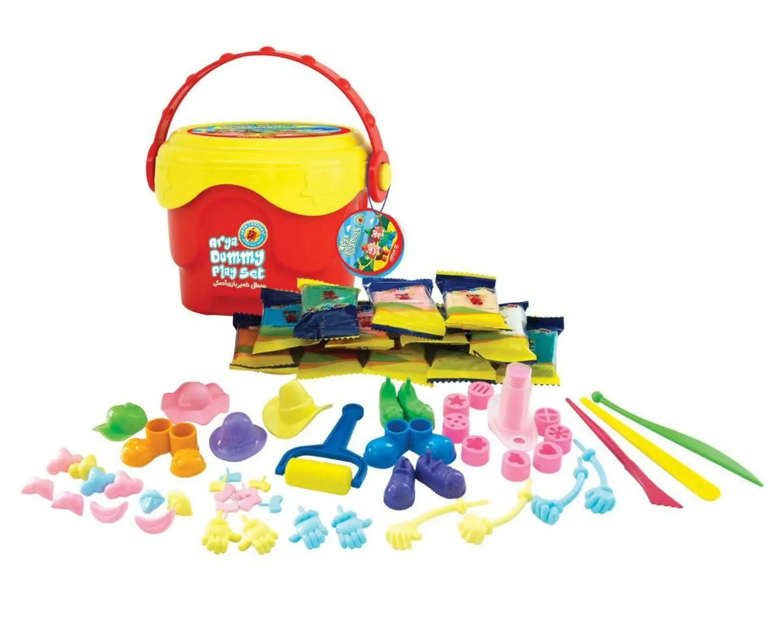 خمیر بازی سطلی ۱۴ رنگی آدمکی آریا 
