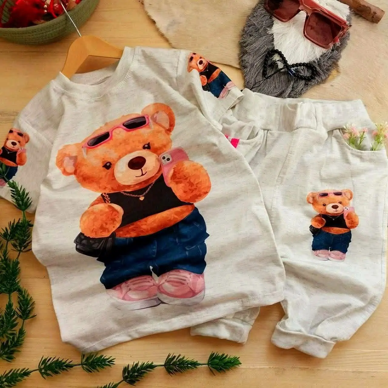 💞 ست تدی دخترانه خرس‌های شاد 💞
