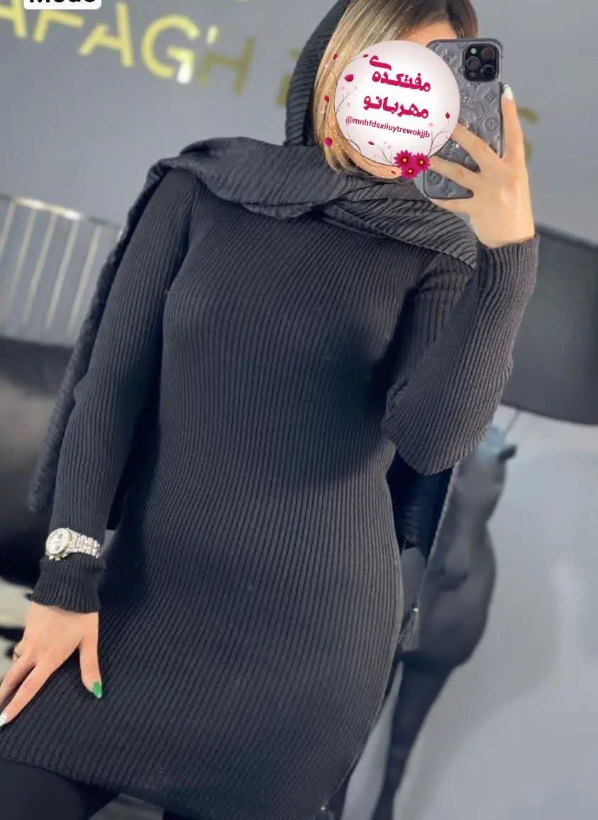 💥بافت کشی زیر سارافون یقه اسکی
