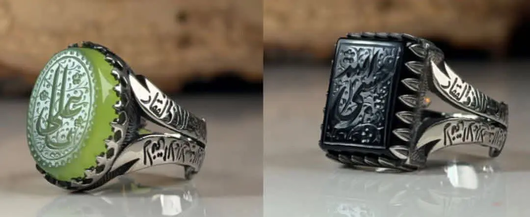 💎انگشتر عقیق مشکی و سبز اصلی