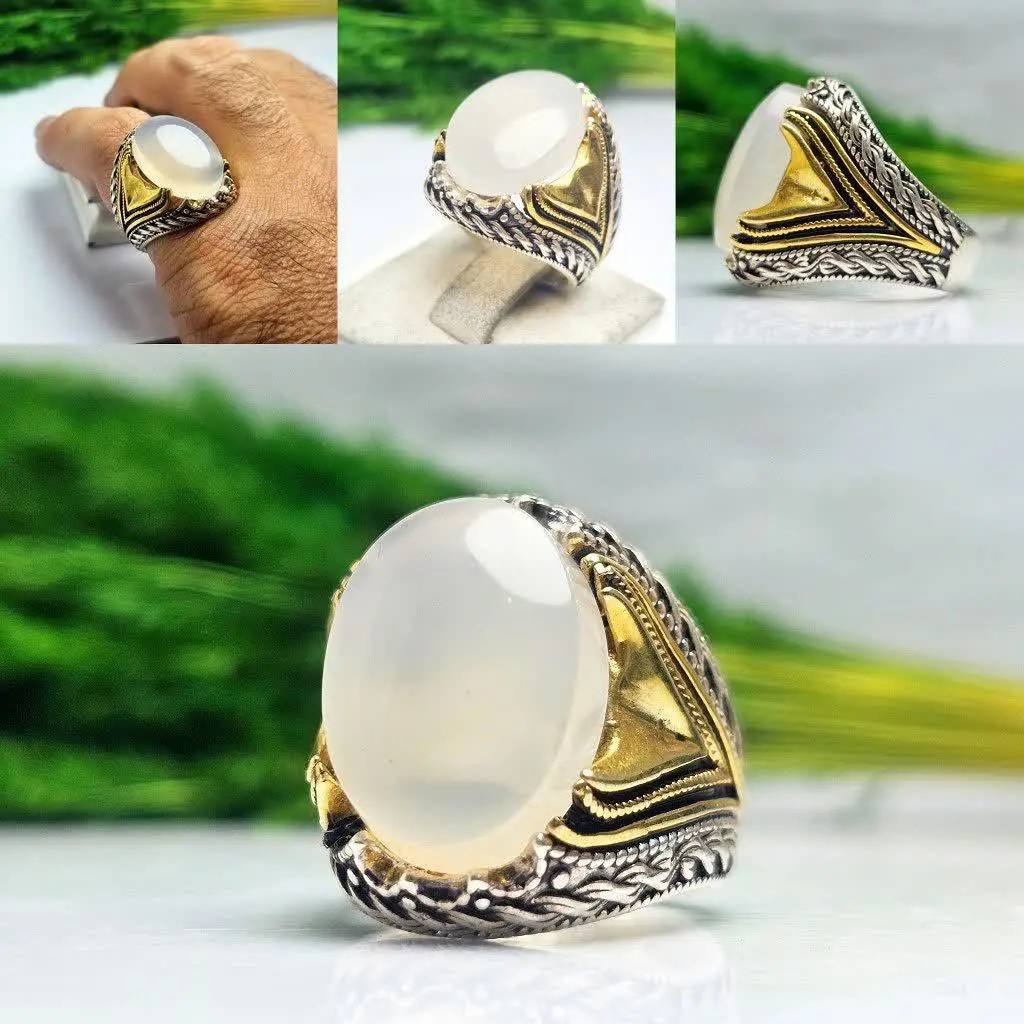 💎انگشتر عقیق نباتی اصل مردانه