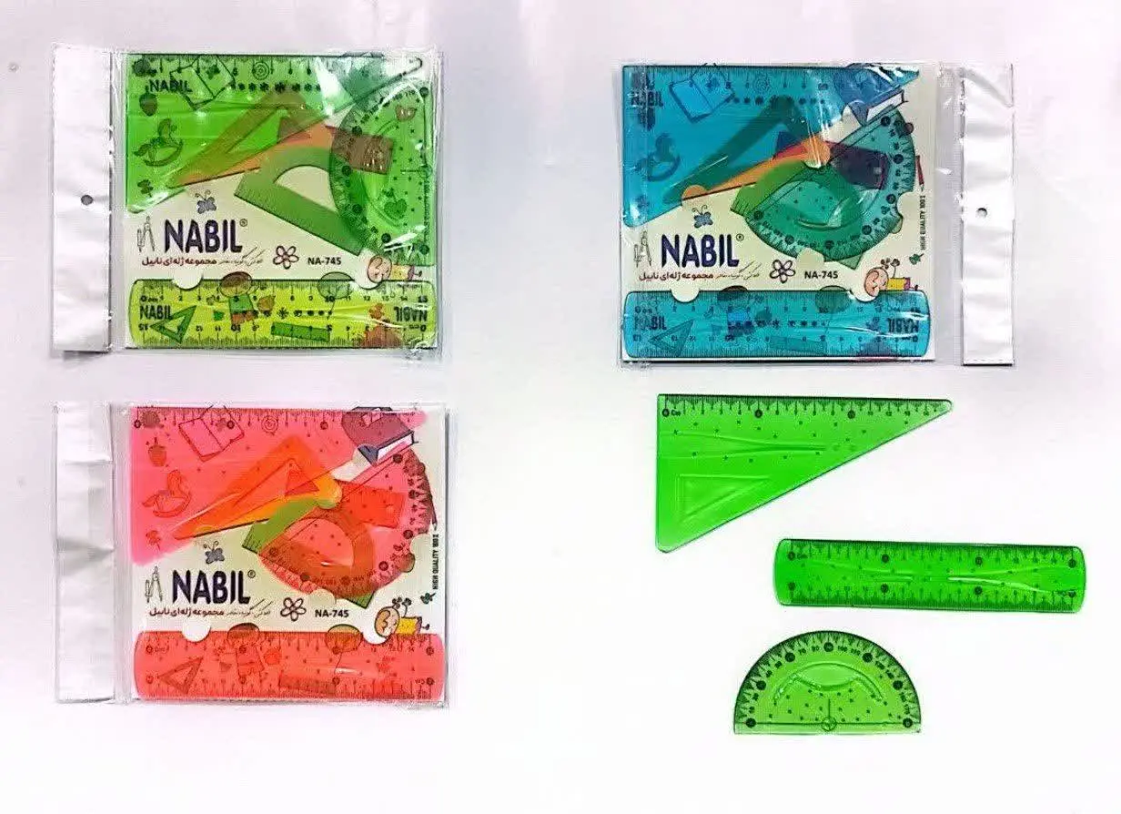 ست خط کش سه تیکه‌ی ژله‌ای نابیل 
