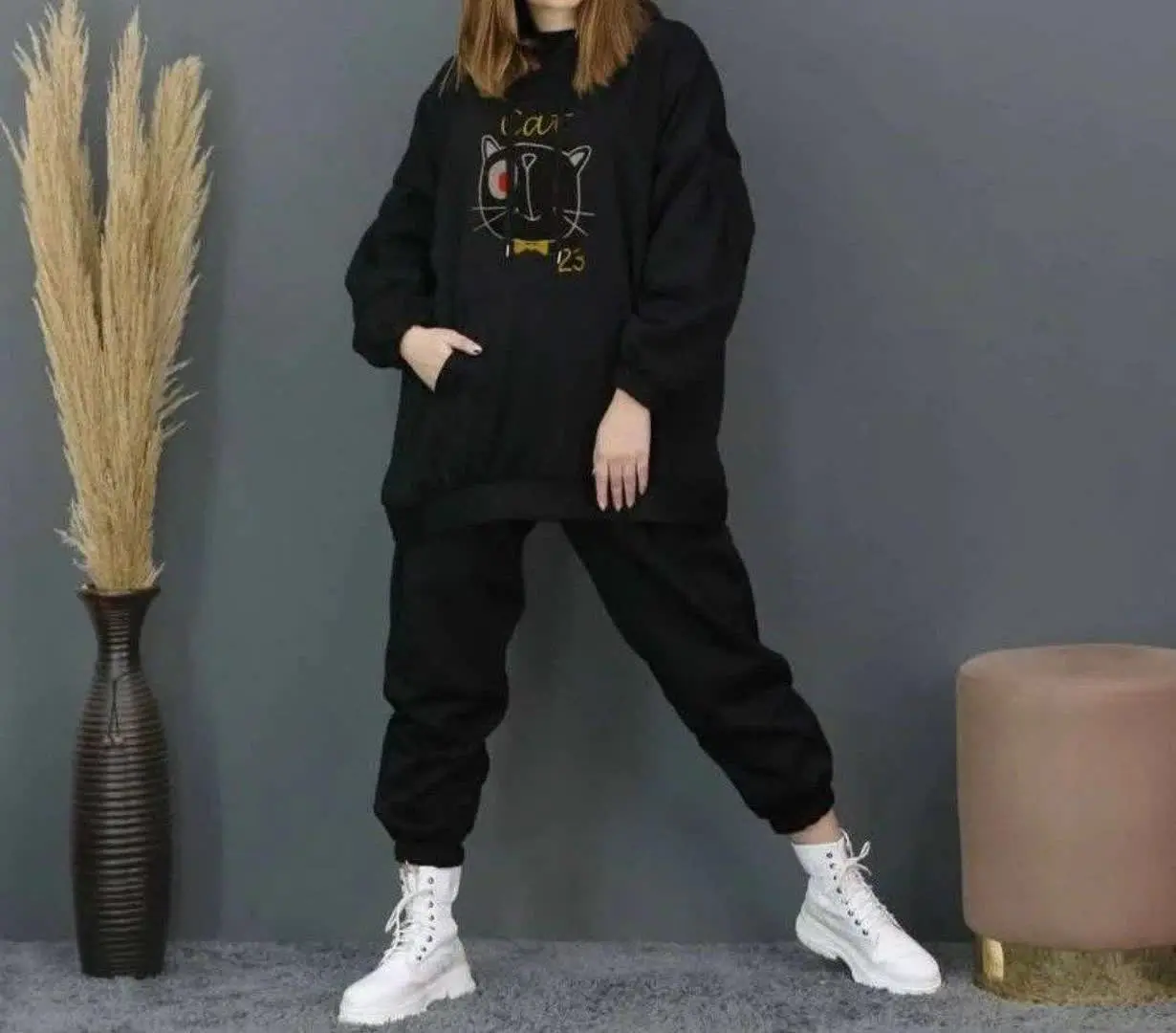 🖋نام: هودی شلوار جیب پستی cat
