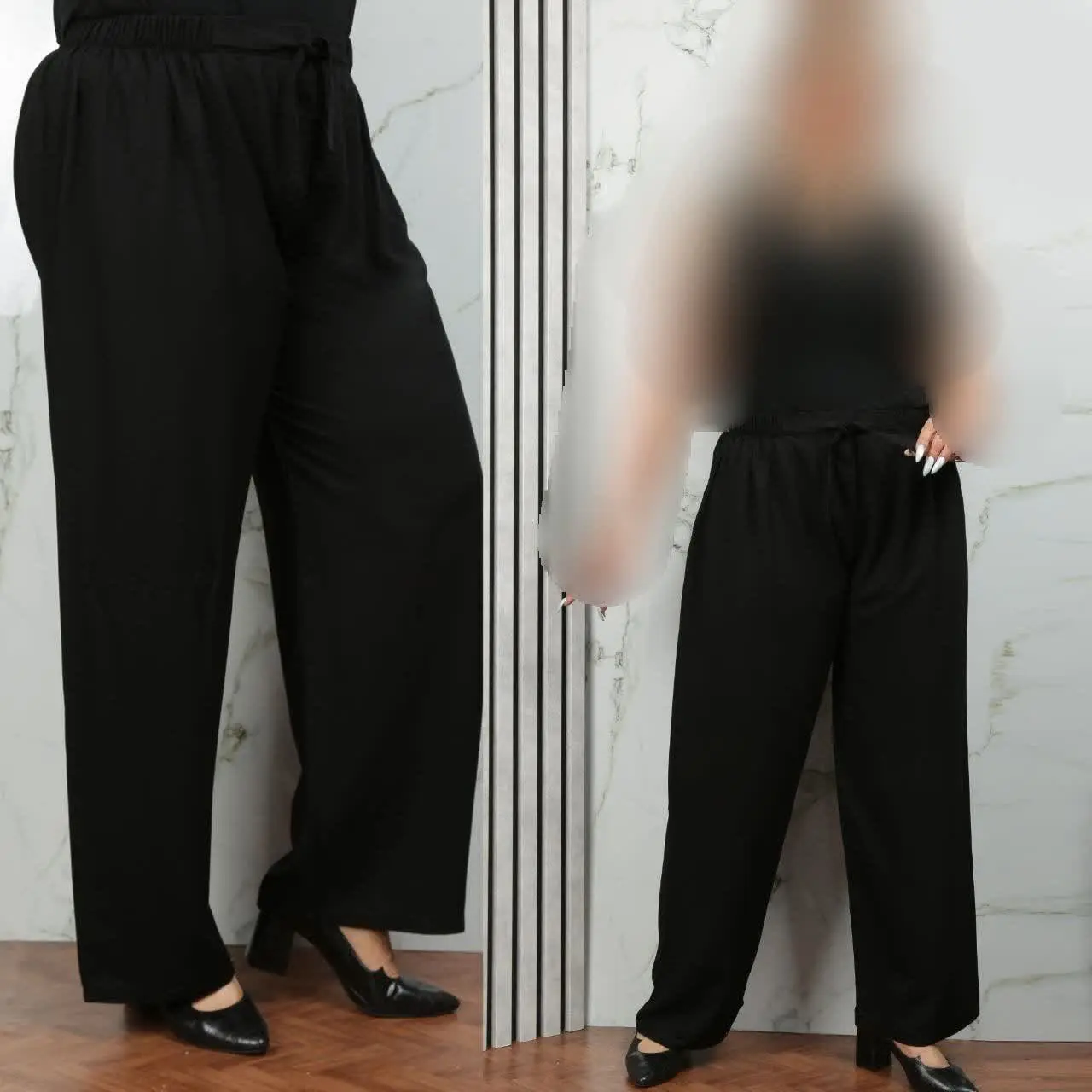 شلوار نخی مشکی 
