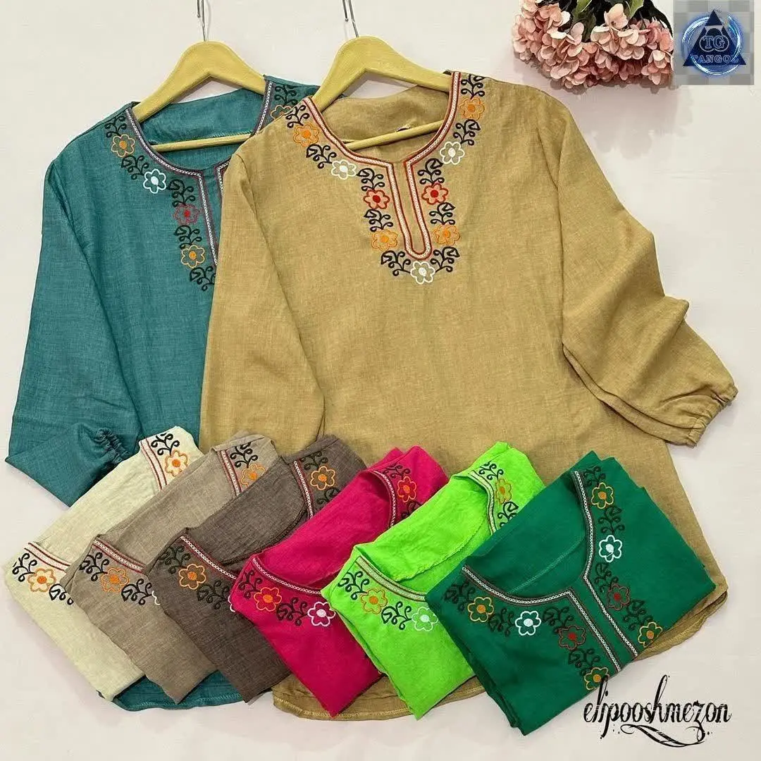 🌸 یه #عیدانه خوشگل دیگه با پارچه شانتون با گلدوزی زیبا و قواره بزرگ
