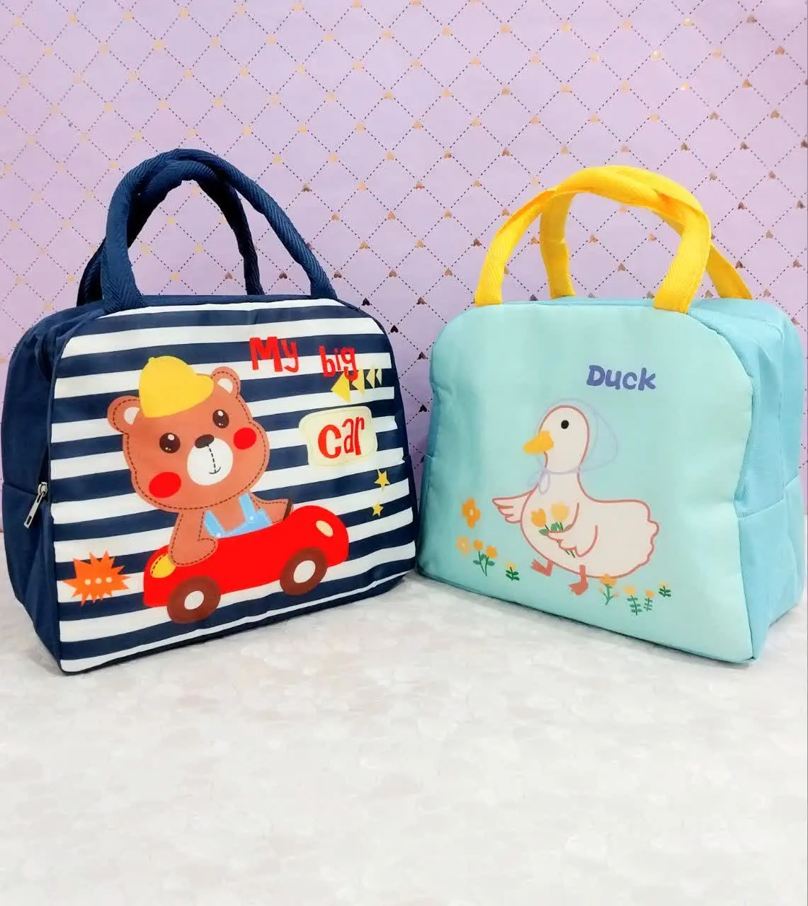 کیف ظرف غذا رنگ بنفش وسبز
