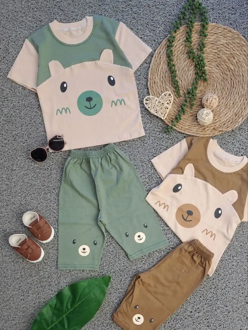 تیشرت شلوارک پسرانه خرس گوشدار
