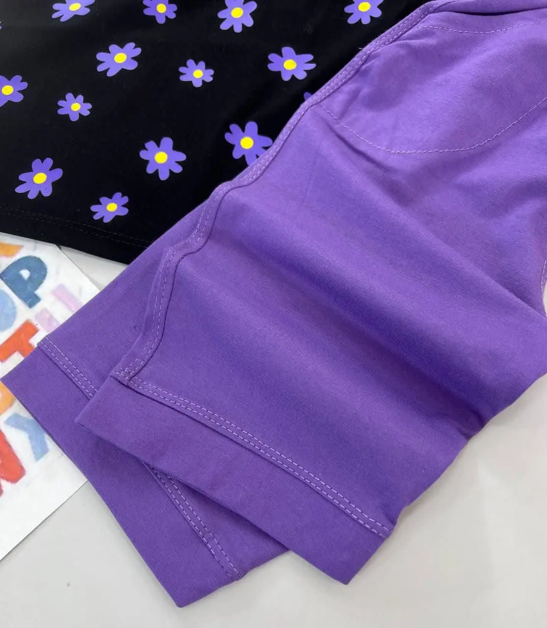 🌸تیشرت شلوارک دخترانه طرح بابونه🌸
