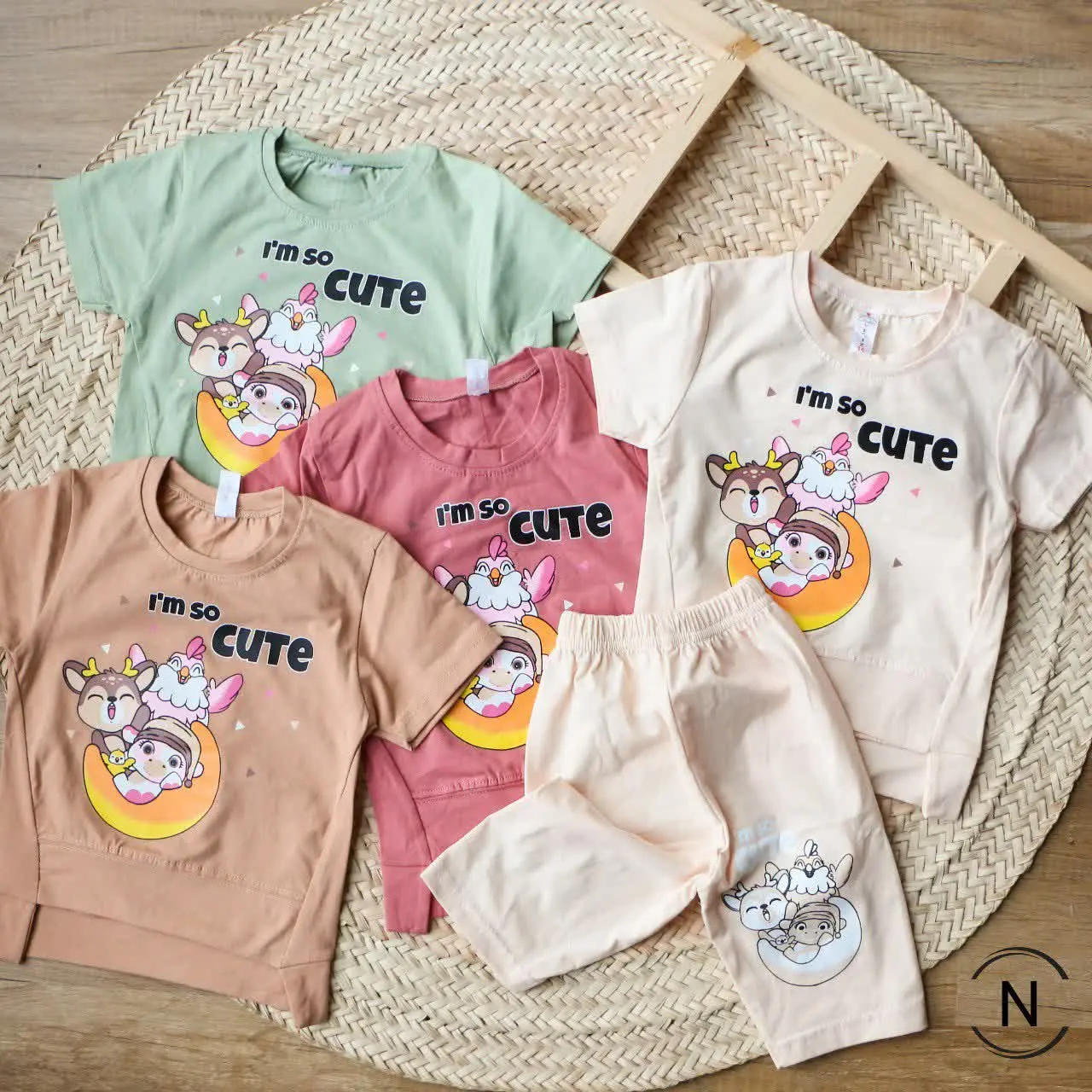 #تیشرت شلوارک دخترانه‌پنبه خروس‌و‌ماه
