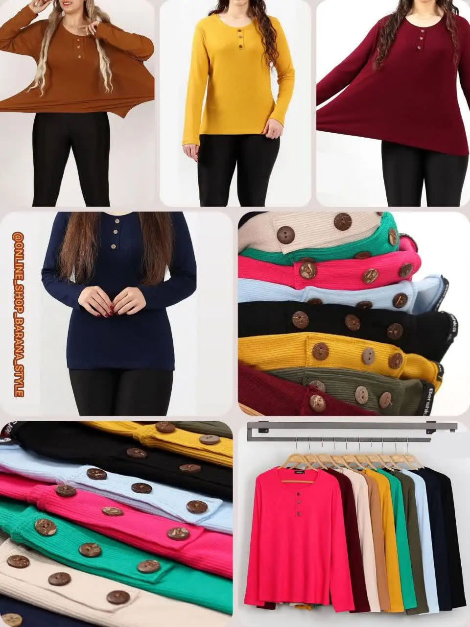 🔰 بلوز کبریتی یقه گرد، جلو...