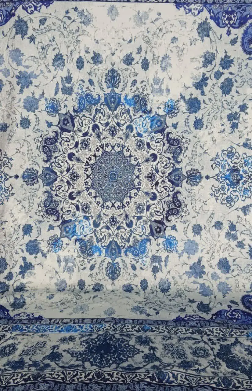 #پارچه ملحفه‌ای طرح سنتی آبی سفید🍓
