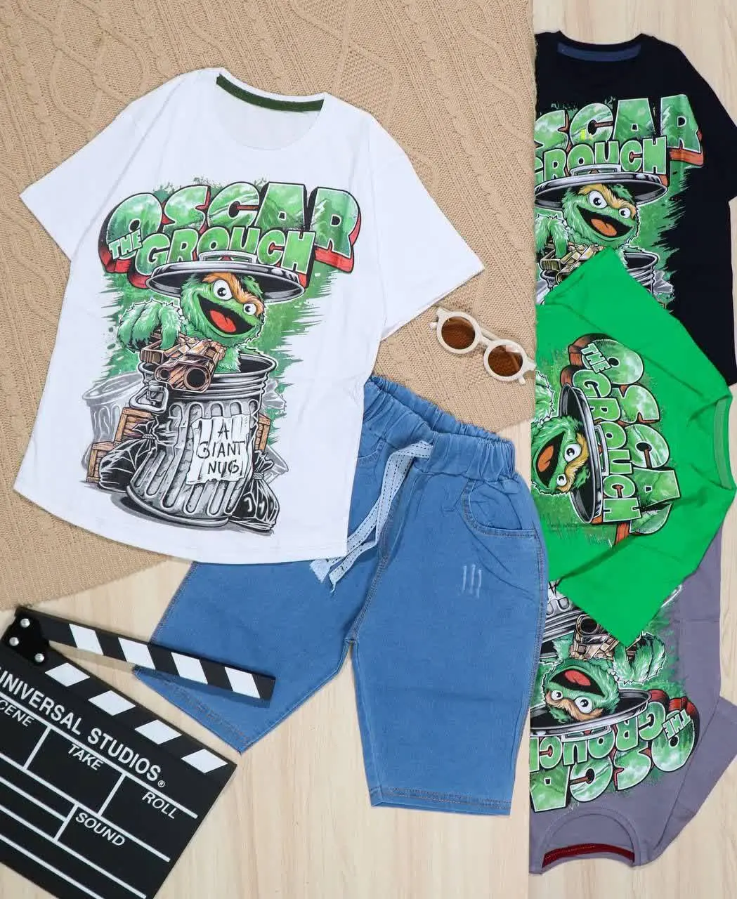 👫تیشرت و شلوارک جین چاپ لاک پشت نینجا👫
