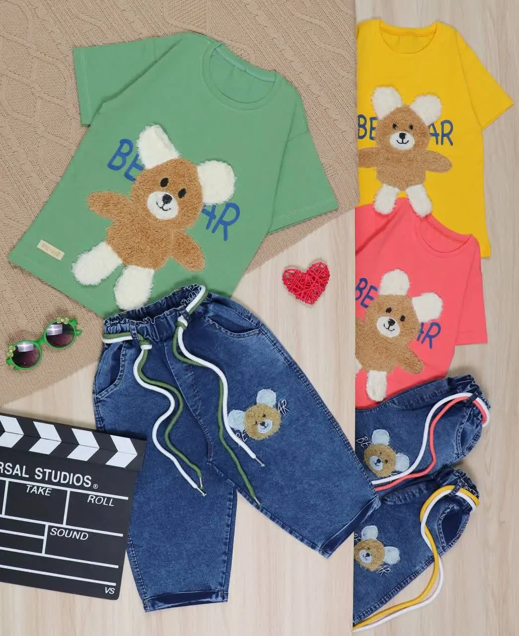 👫تیشرت و شلوارک جین خرس BEAR👫
