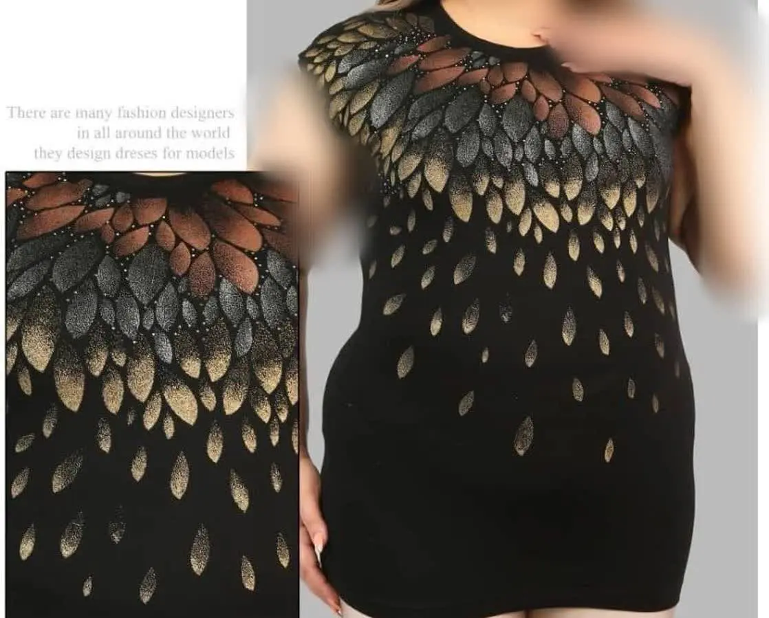 تیشرت چاپ و نگین آستین سر خود 
