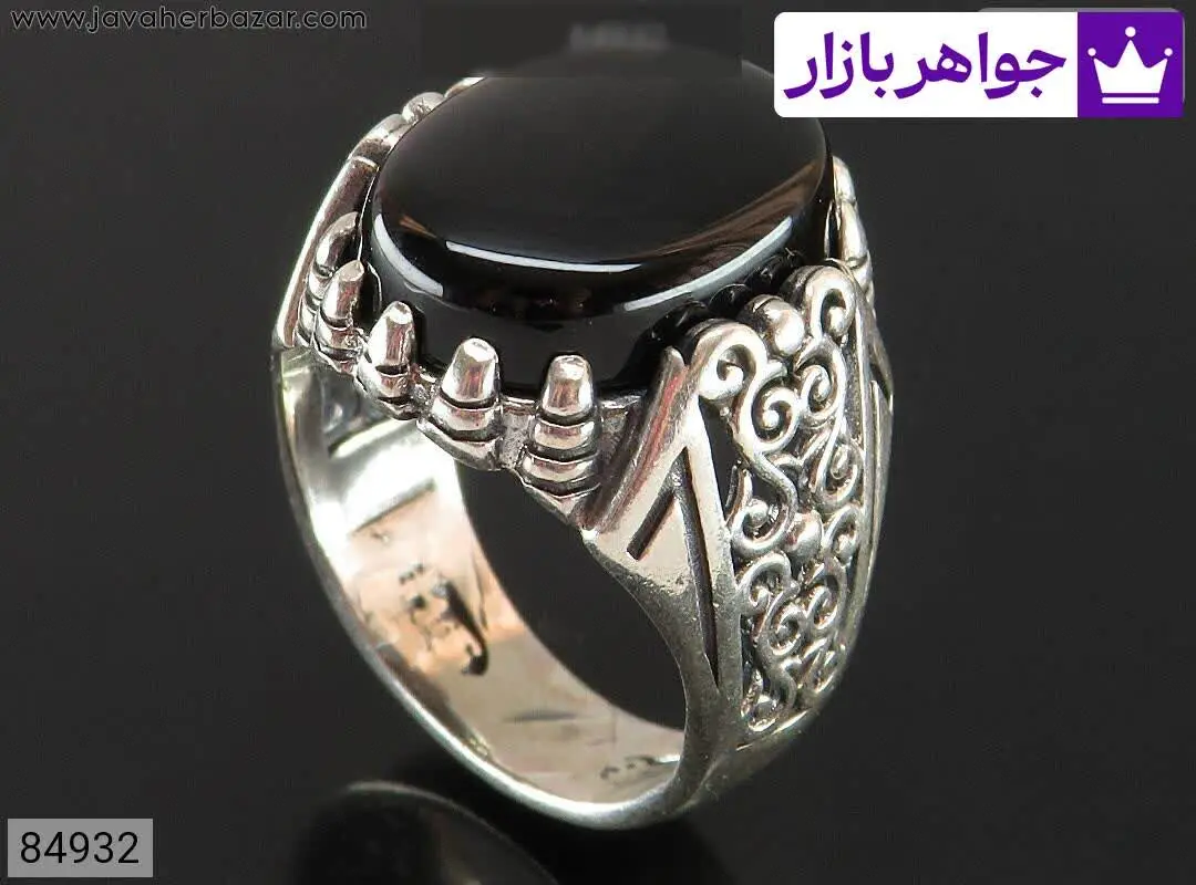 انگشتر نقره عقیق سیاه مشکی...