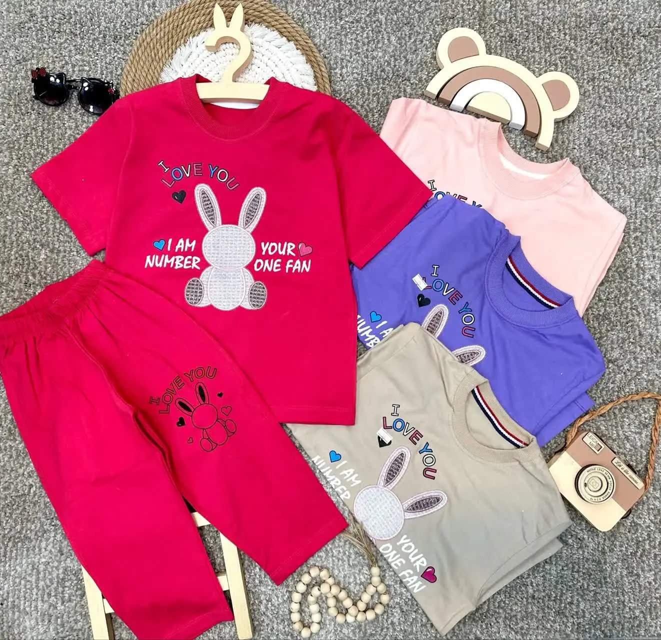 👫تیشرت شلوارک لش دخترانه گلدوزی خرگوش ✅
