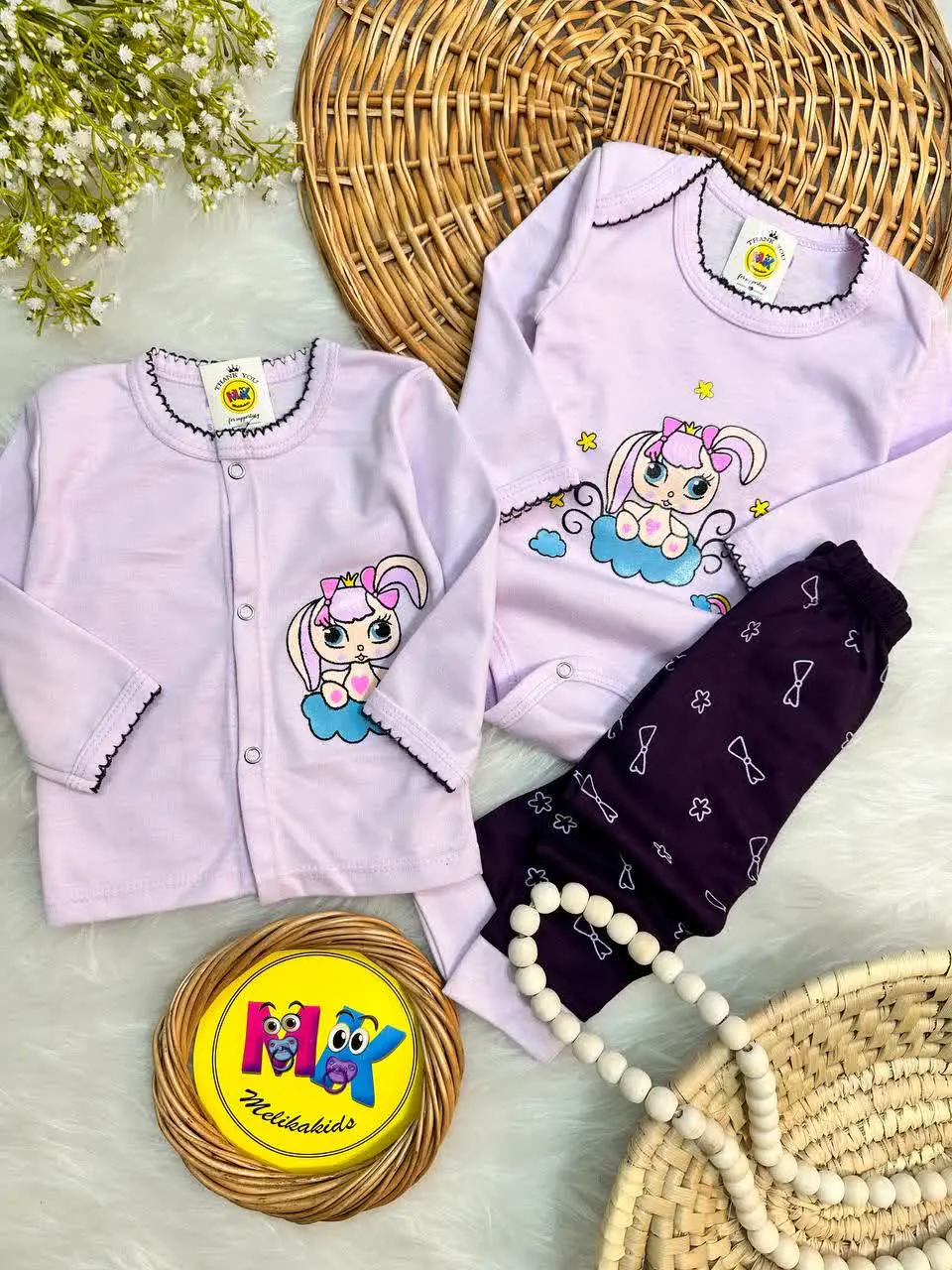 سه تکه طرح خرگوش یاسی نوزادی و کودک کد ۱۱۷۲۰۳ 
