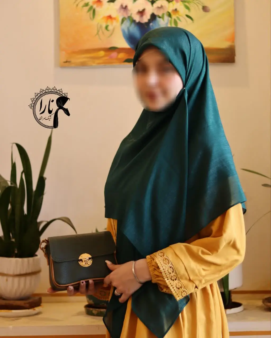 حریرکریشه شاین سبز مدل ساده
