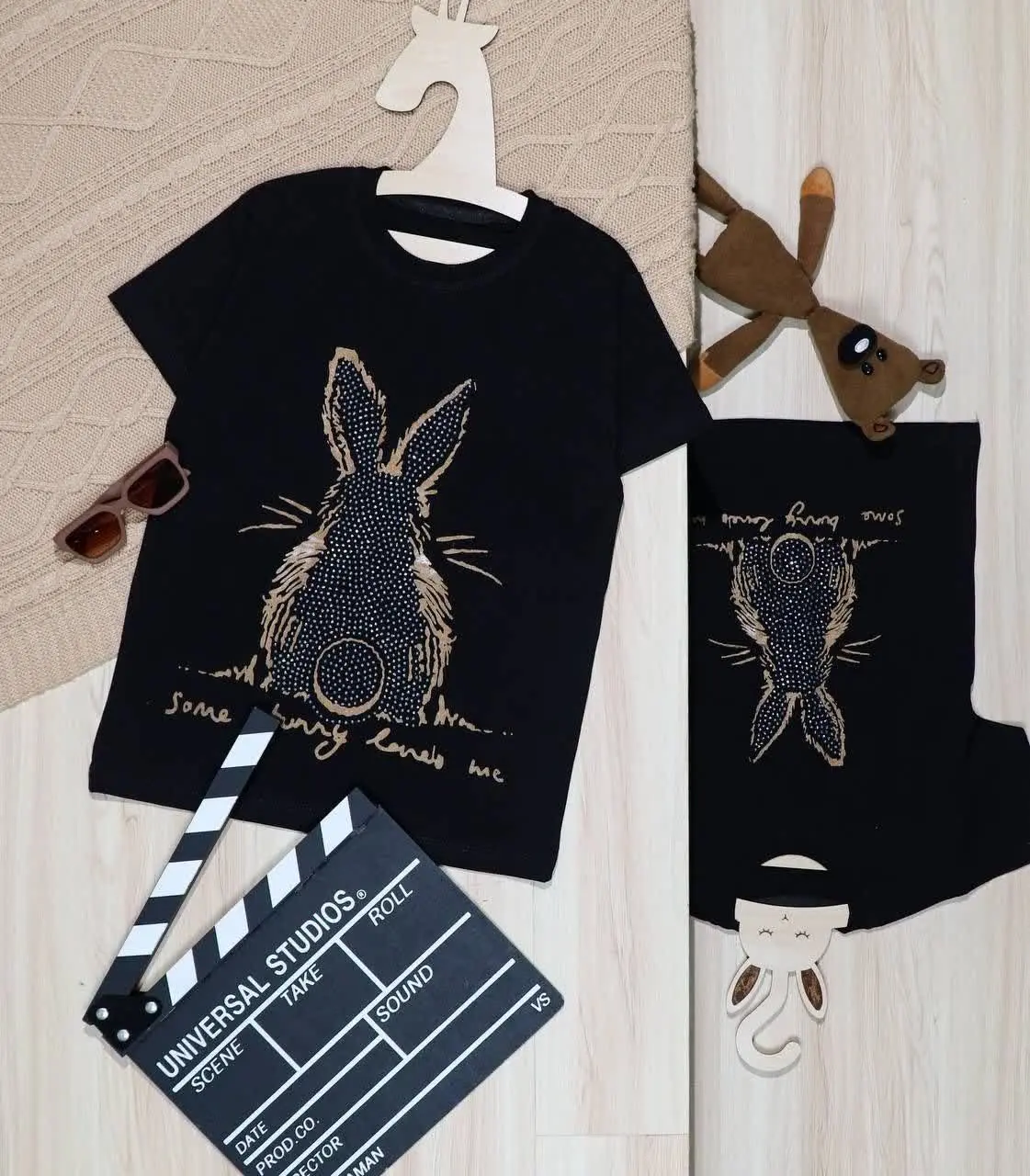 👫تیشرت مشکی چاپ خرگوش نگینی👫
