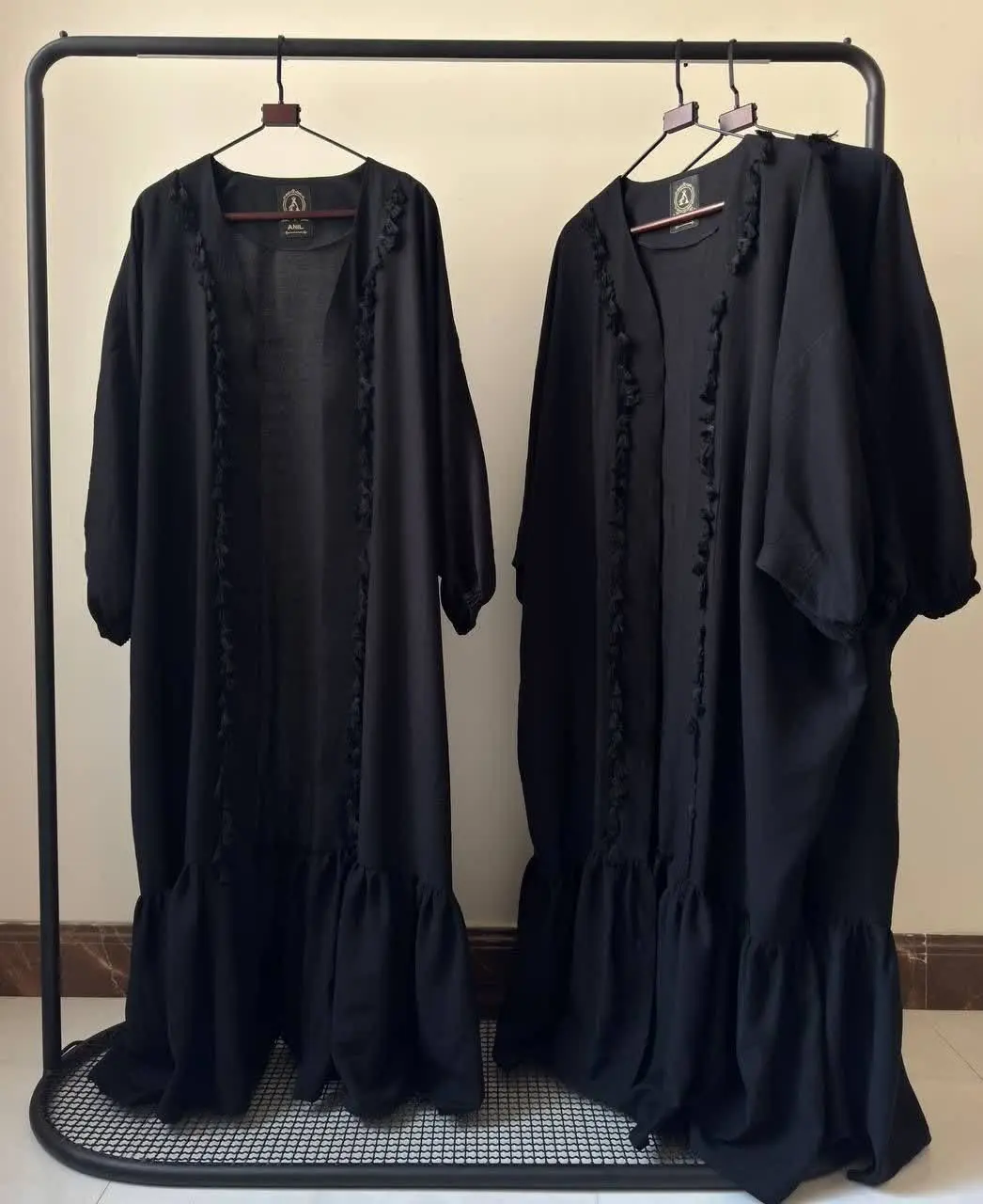 🏴 مدل عبایی آستین کیمونو ماکسی منگوله‌ای
