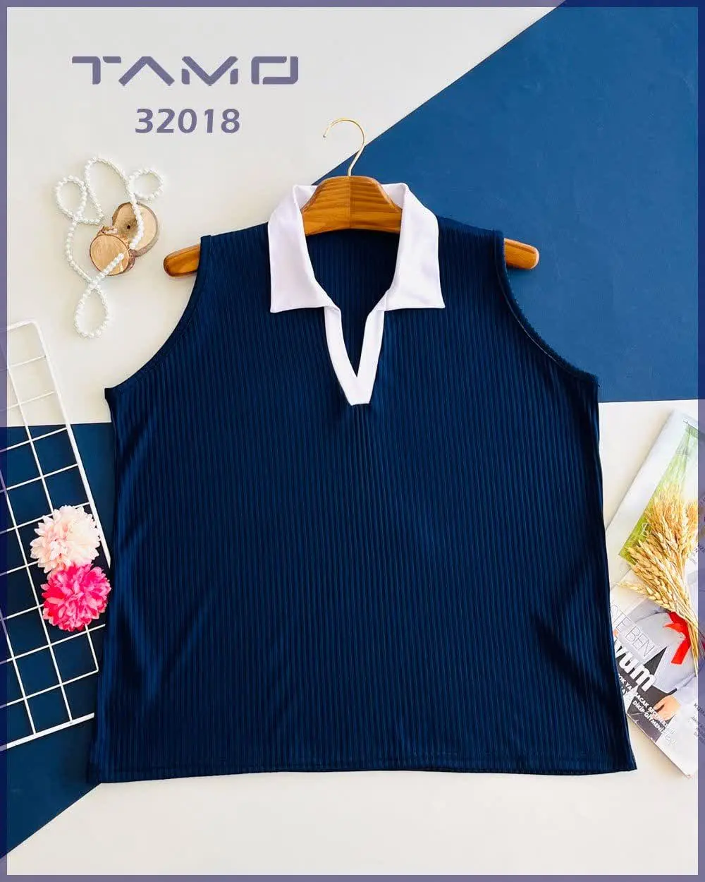 🔸 تاپ آکاردئونی یقه سفید
