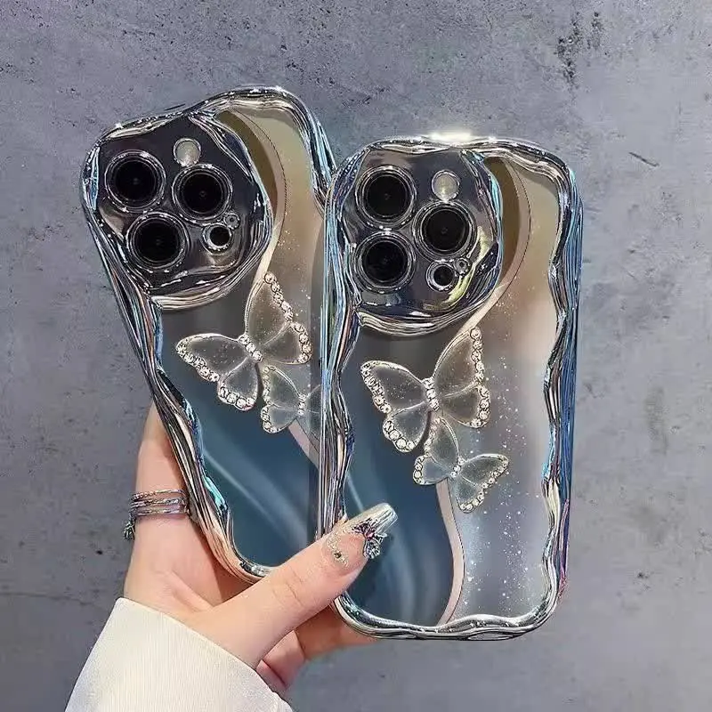 📱مدل قاب: پروانه موجی کروم رنگ منعطف و سبک محافظت کامل از گوشی دکمه‌های نرم و روان مخصوص انواع #سامسونگ #شیائومی و #آیفون 
