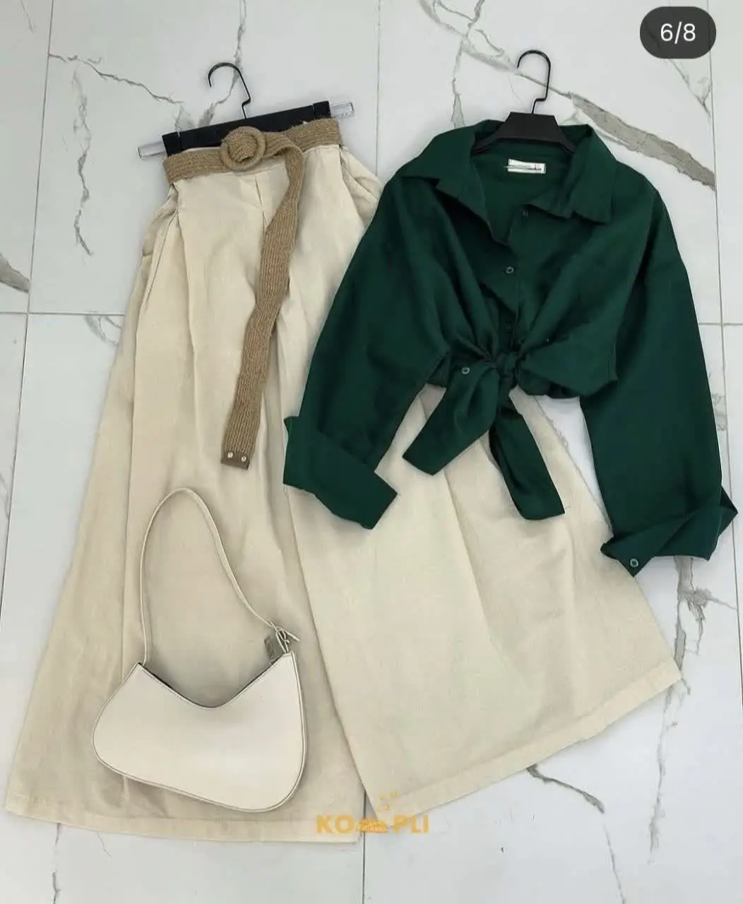 ست شومیز و شلوار دامنی و کمربند
