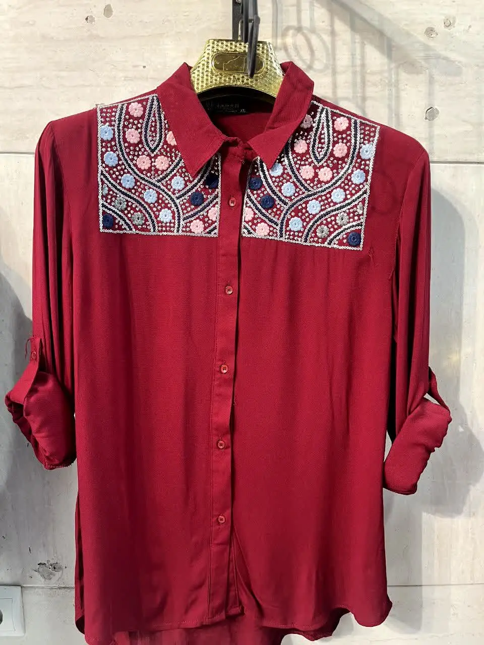 🟣 نخی درجه یک، همزمان گلدوزی، پولک دوزی و نگین کاری
